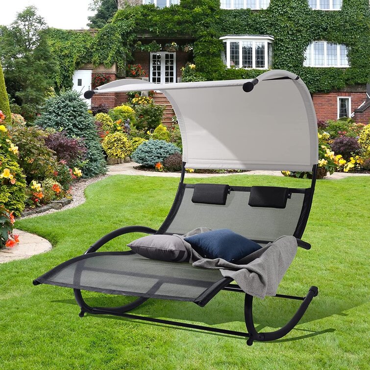 Outdoor chaise with discount canopy